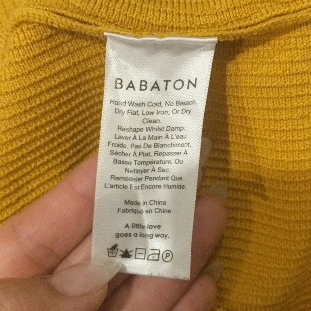 Aritzia Babaton Mustard Yellow Sculpt Knit Crop Top L - Picture 5 of 6